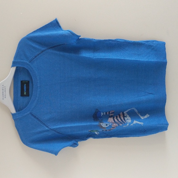 CLEARANCE!!! Zadig & Vol Rhinestone Skull Embellished Linen Short Sleeve Shirt - Picture 1 of 15